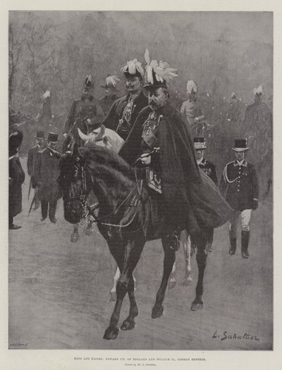 Rey y Kaiser, Eduardo VII de Inglaterra y Guillermo II, emperador alemán de Louis Remy Sabattier